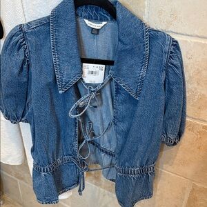 American Eagle Outfitters Denim Lace-Up Jacket